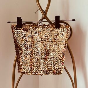 Rampage Gold Sequin Tube Top